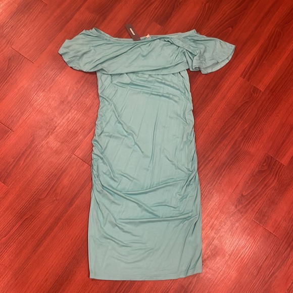 Jezero Off Shoulder Maternity Dress, Size S turquoise color - Picture 3 of 4